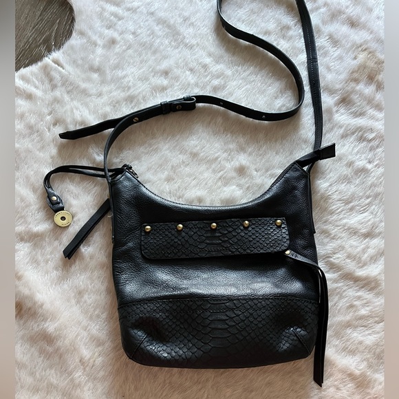 Isabella Fiore Black Leather Crossbody Bag with Gold Stud Detailing - Picture 5 of 16